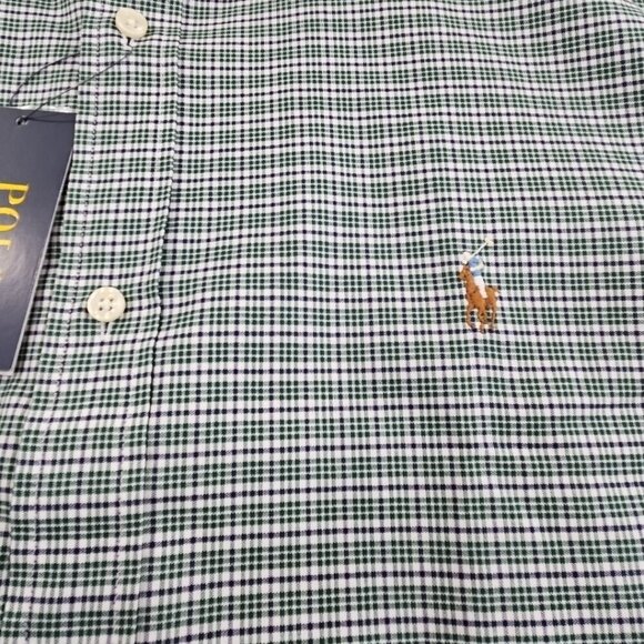 NEW Polo Ralph Lauren Classic Twill Shirt 17 1/2 36/37 Green Plaid Flesh Pony - Picture 7 of 16